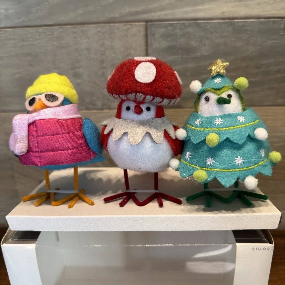 Target Featherly Friends Mini Bird Mushroom Set of 3 Brights NEW Wondershop 2024